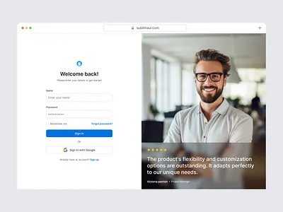Sign in page - Sublima UI design login login design login ui minimal ui minimal website sign in design sign up templates ui website