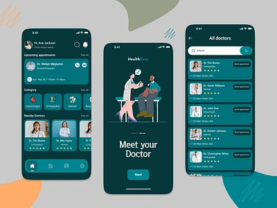 HealthEase - Doctor App branding creative application creative vectors dark theme design theory doctor doctor app doctor application doctor appointment app doctor appointment application latest design light theme likeforlike mobile applications mobile apps ui uiux uiux design ux