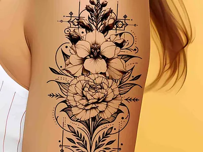 Carnation and Larkspur Tattoo - Birth flower Tattoo birthflowertattoo boyfriendtattoo carnationandlarkspurtattoo carnationtattoo childrentattoo coupletattoo geometrictattoo girlfriendtattoo graphic design januaryandjulybirthflowertattoo januarybirthflowertattoo julybirthflowertattoo larkspurtattoo matchingtattoo monthflowertattoo ornamentaltattoo partnertattoo truelovetattoo