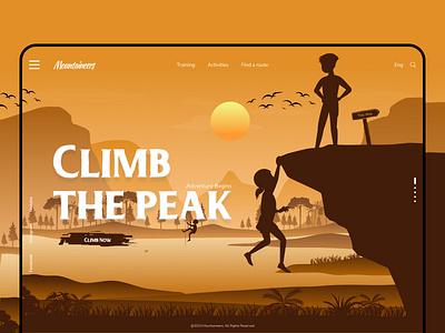 Mountain Climbing Website Landing Page Illustration design graphic design illustration logo typography ui vector