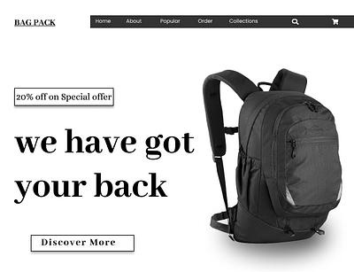Bag Pack Website Designed bagpack figma graphic design prototype ui website