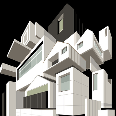 Less is Bore adobe illustrator architecture art black design digital editorial exhibition home house icon illustration indonesia japan less minimal nft perspective ui vector