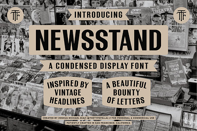 Newsstand Display Font 50s font 60s font bold font clean font headline font movie font newspaper font sans serif font vintage font vintage sans