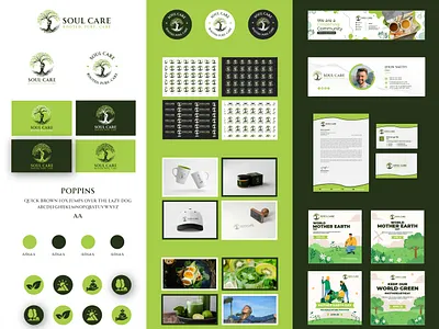 "SOUL CARE'' Gardening logo and Branding Kit brand book brand guideline brand identity brand logo branding branding kit creative logo design gardening graphic design landscaping lawn care logo logo design mental health logo minimalist logo modern logo nature logo unique logo versatile logo