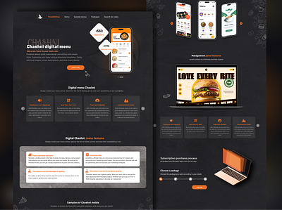 Chashni🌱 3d animation dark moode delivery desin thinking digital menu landing landing page menu menu management software minimal restaurant ordering system ui user interface design
