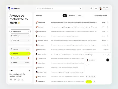 Class Board board class courses dashboard learning mail messages product design ui uiux design ux