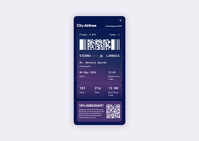 Daily UI 024 - Boarding Pass boarding pass daily ui dailyui dark mode design mobile design mobile first purple ui ui design ux ux design