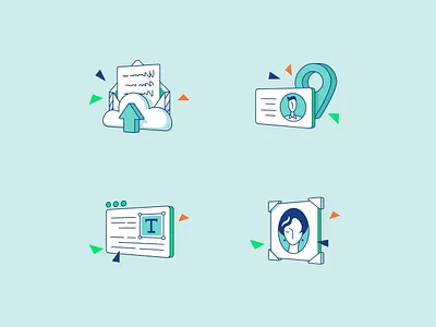 A set of spot illustrations for web page sections. clowd design flat flow graphic design icon ill illustration location photo spot ui upload vector