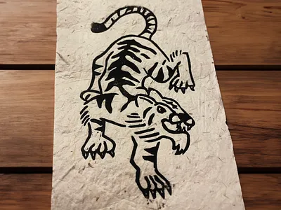 Tiger - Lino Print cat illustration ink lino meow print suea tattoo tiger