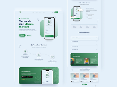 Landing Page for Mobile App app app agency app development app landing page chef chef app commerce design food graphic design illustration logo menu minimal modern sleek technology ui ux web