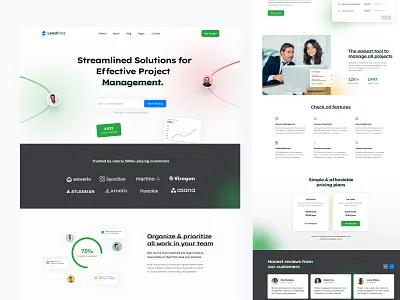 Project management landing page b2b website calendar clean colloboration tool design figma landing page nurpixel project project management project plan project tracking saas software task task managemenent ui design web app web design website