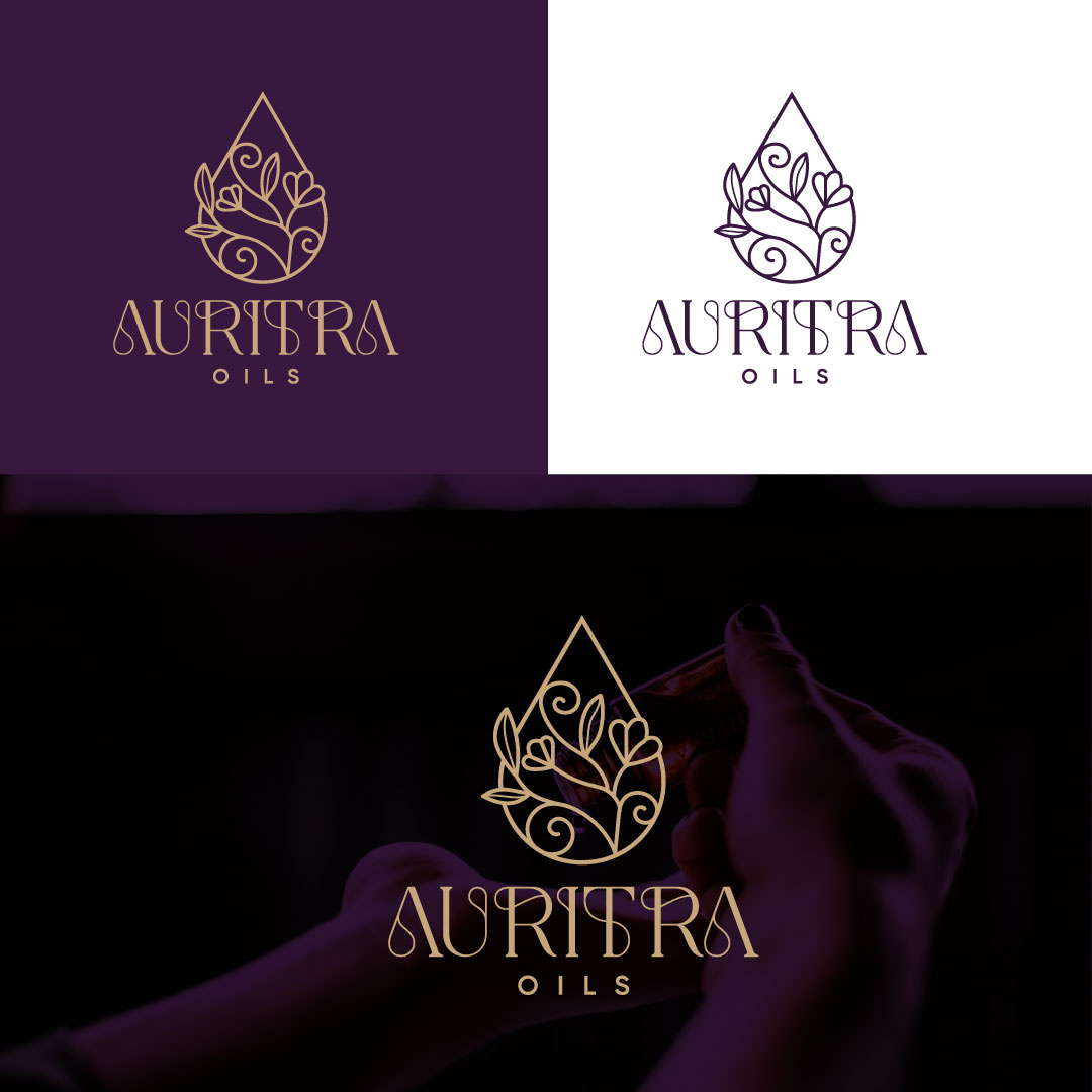 Auritra oils logo beauty brand brand identity branding cbd oil cosmetcis elegant essential oil feminine logo leaf logo design logo designer logo type minimalist nature oil oil well organic logo skincare oil symbol