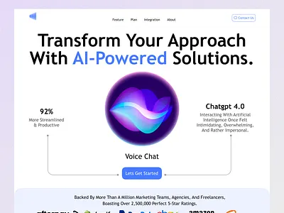 Harnessing the Power of AI Voice Chat UI Landing Page ai chat ai power ai ui ai voice ai voice chat ai website clean landing page ui ui ai ui ux design