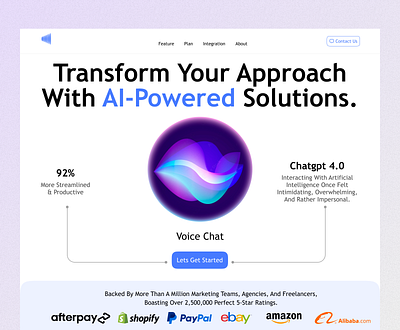 Harnessing the Power of AI Voice Chat UI Landing Page ai chat ai power ai ui ai voice ai voice chat ai website clean landing page ui ui ai ui ux design