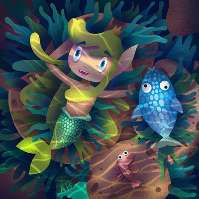 "Underwater friends" Mermay challenge animation graphic design illustration motion graphics vector