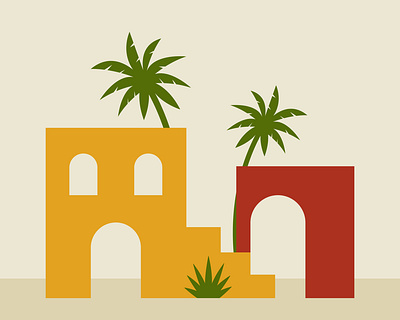 Morocco architecture mosque design abstract african arab architecture art boho cartoon culture graphic design illustration islamic landscape mid century minimal morocco mosque muslim palm tree tropical vector