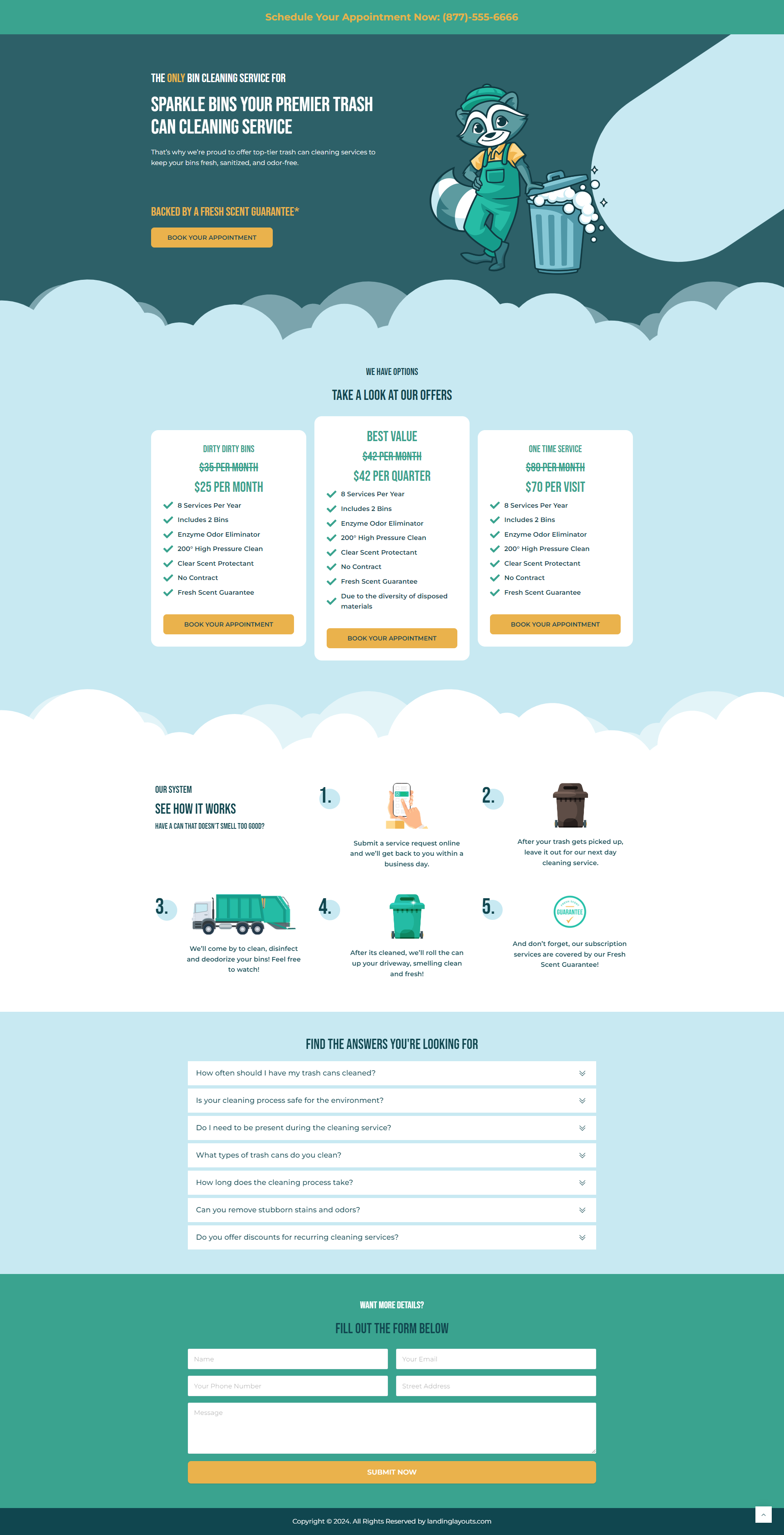 Best Trash Can Cleaning Services Lead Generation Landing Page landing page lead generation template trash can cleaning wordpress