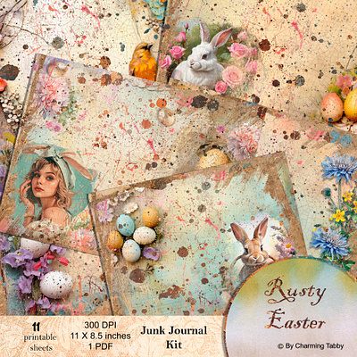 Rusty Easter Junk Journal Kit animation graphic design illustration junk journal scrapbooking