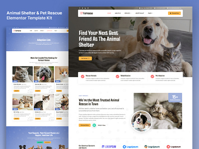 Website design for Animal Shelter & Pet Rescue adoption animal shelter animal welfare cat dog donation elementor fundraising non profit paw pet pet adoption pet care pet center pet rescue pet shelter shelter template kit veterinary wordpress