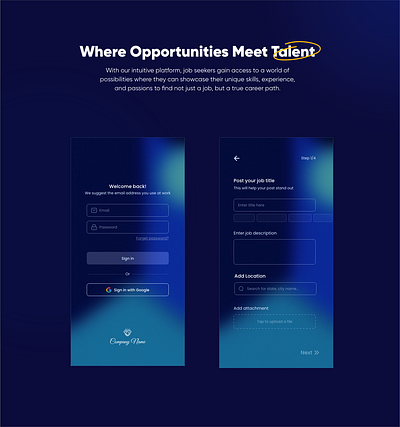 Talent acquisition app/ Login ui xd