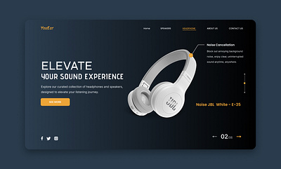 Headphone Website Design Inspiration design designinspiration dribbble dribblers ecommerce headphone headphones hero section design interface landing page design minimaldesign productdesign speaker ui uiux ux webdesign