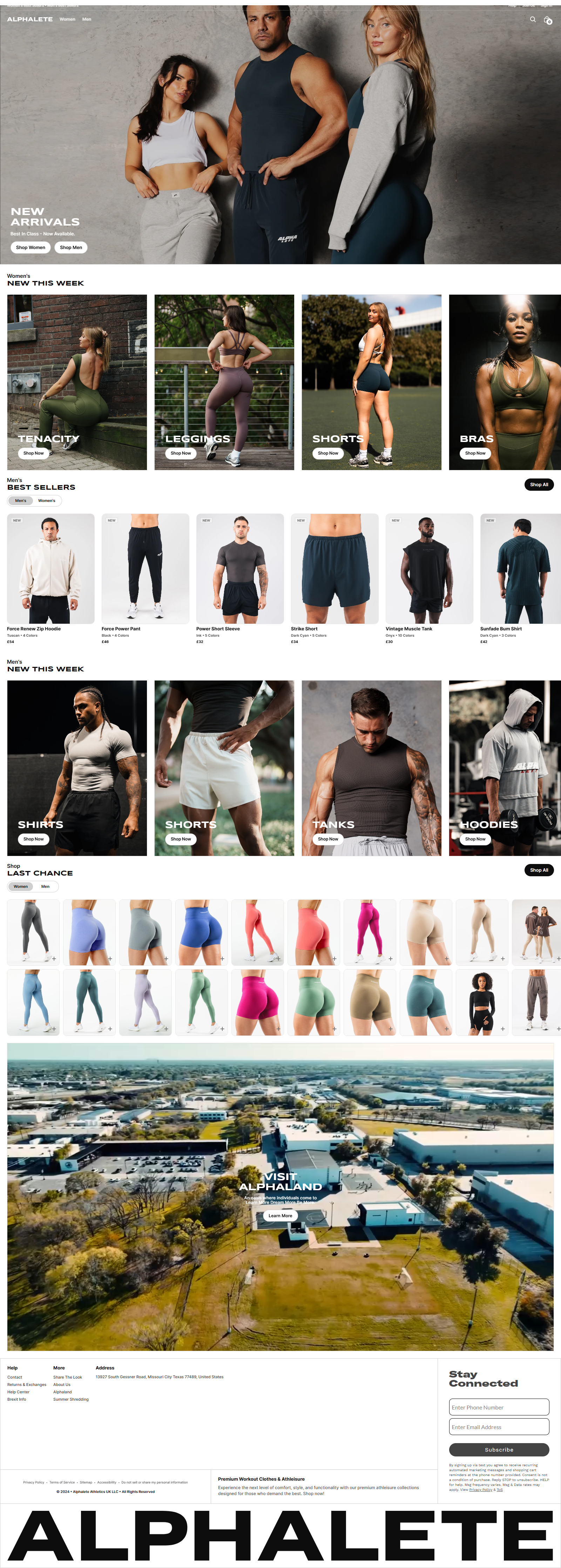 Example of Alphalete Website Clone Development 