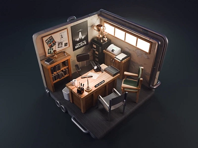 X-Files Basement Tutorial 3d blender diorama illustration isometric mulder process render room tutorial xfiles