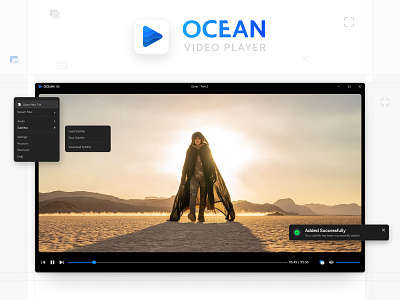 OCEAN - Video Player desktop app movie player ocean app stream app ui stream video ui ui design video player ui