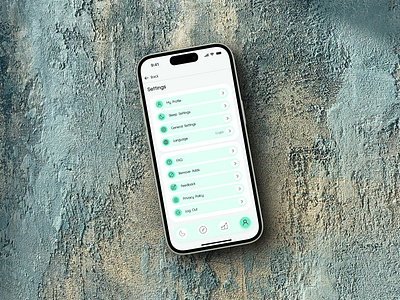 Settings Screen app bento dailyui dailyui007 mobile sleeptracker ui uidesign uiux