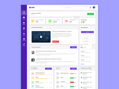 Student Dashboard clean design design design of the day figma lms ui ux website