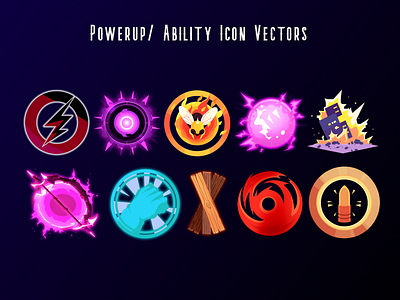 powerup/ability icons animation graphic design illustration vector