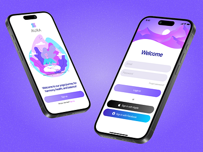 Login in yoga app "Aura" / #DailyUI Day 1 figma login in logo mobile app ui web design yoga