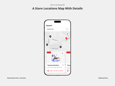 Daily UI Challenge #66 cards deliver delivery design find locate location map medical stores mobile design search store locater ui uichallenge ux uxdesigner uxui