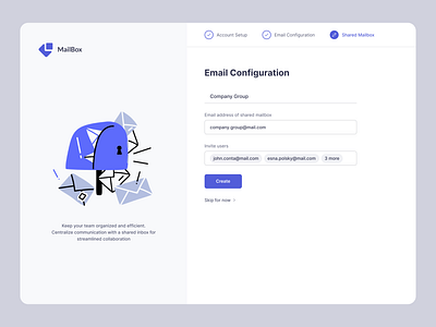 Set up a shared mailbox email form mail mailbox onboarding ui ux wizard wizard design