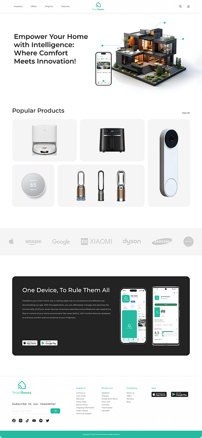 SmartHomes E-commerce Landing Page Concept / DailyUI #003 dailyui design desktop design landing page mobile design ui ux