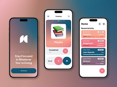 Space - Stay Focused app mobile study task ui ux