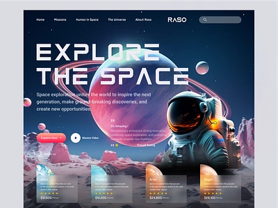 Space mission project RASO UI UX design. dailyui designinspiration dribbble figma interface landing page sketch ui ui design uiinspiration uitrends uiux user experience user experience design web design webdesign xd