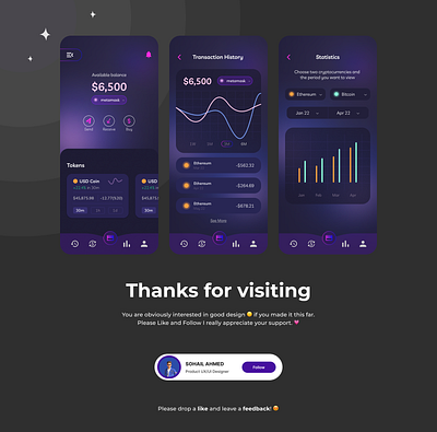 Crypto Wallet App Design app design figma ui uxui