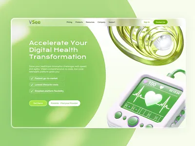 VSee telehealth platform heath care landing page ui design