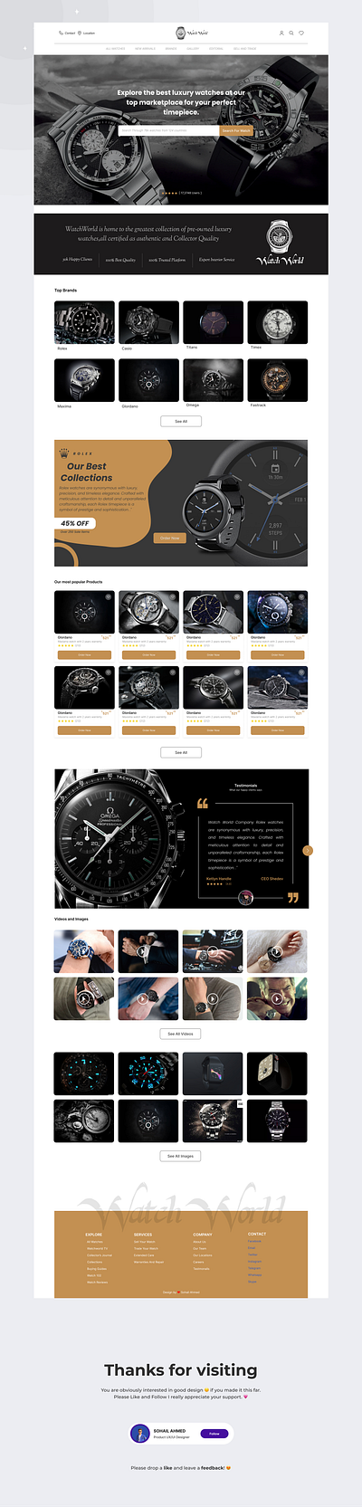 Watch Website Landing Page figma landingpage ui ux uxui watch website