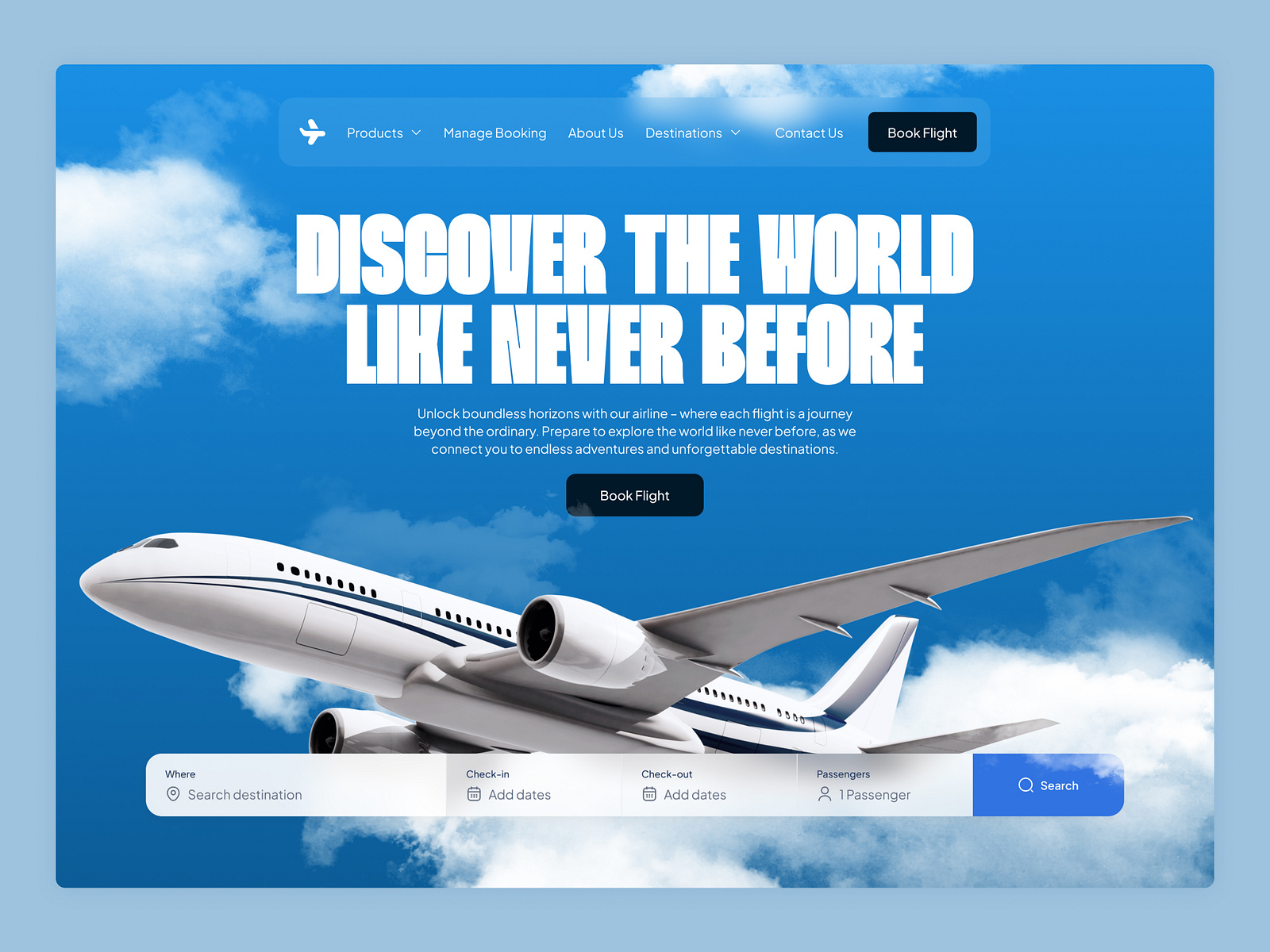 Plane Hero Section Design by Omamomo Obaro on Dribbble