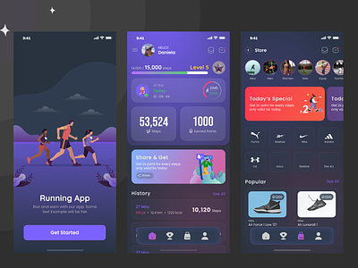 Runny App Screen Design figa runny app ui ux uxui