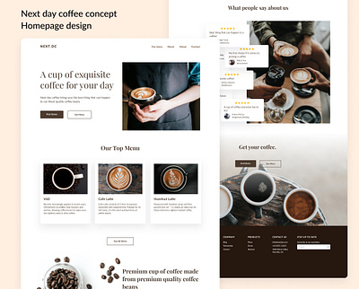 Next Day Coffee Shop Homepage branding coffee web design website