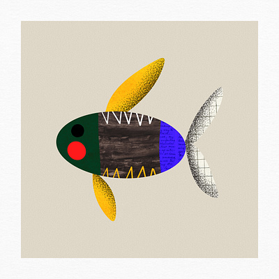 Fish Collage Illustration, Sardines, Fish Market visual art