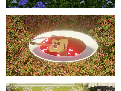 Guitar Feeling 3d animation art bold brightnes exhibition fanart feeling flower graphic design guitar illustration jappan mate modeling song