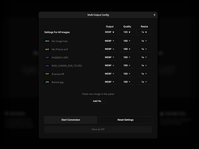 Configuration Panel for Muti-Image Input react tailwind ui web