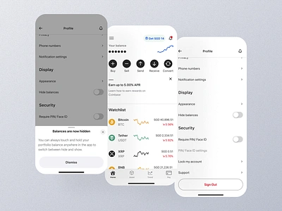 Hide Balance Mobile App Ui account privacy app balance privacy confidiantial account confidiantial balance design hidden account hidden info hide balance privacy balance private account private balance private info screen secure balance secure info ui