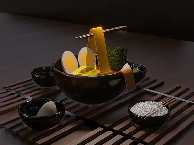 Modeling Ramen Advertismen 3d animation branding food graphic design jappan logo mie modeling motion graphics ramen sculpting sushi traditional