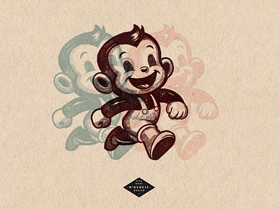 Monkeying Around 2d branding character design happy illustration illustrator logo monkey procreate retro vintage