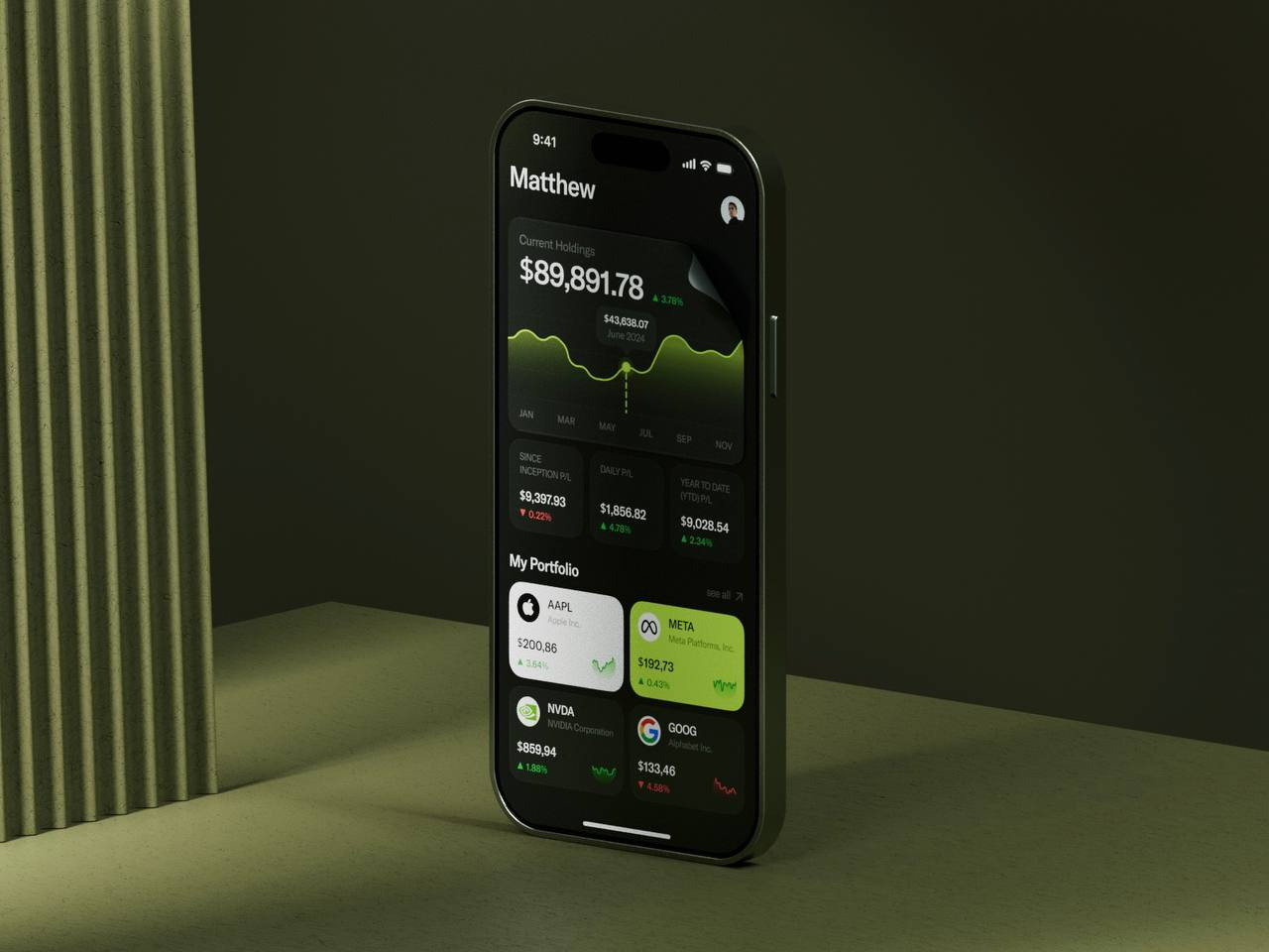 Finance Application 3d app application arnold bank cg cinema4d design finance illustration mobile money redshift render rozov ui visualisation wnbl